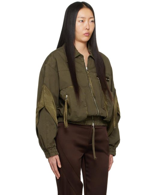 Blumarine Brown Khaki Padded Bomber Jacket