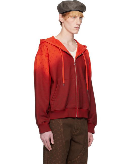 MARINE SERRE Red Moon Faded Fleece Zipped Hoodie for men