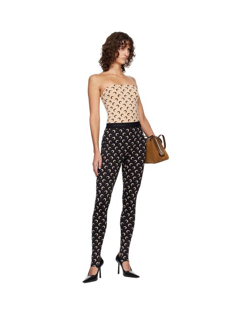 MARINE SERRE Black Recycled Moon Jersey Stirrup Leggings