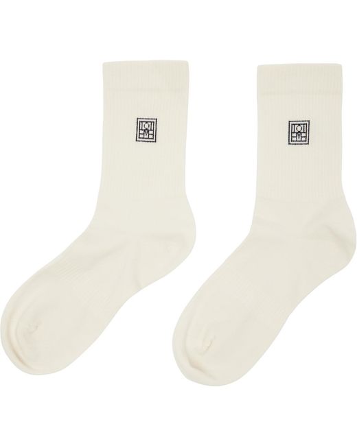 Totême White Two-Pack Off- Monogram Socks