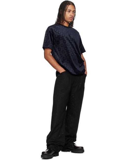 【関税込み】Givenchy ネイビー Monogram 72 ベルベット Tシャツ メンズ Givenchy ネイビー Monogram 72 ベルベット Tシャツ