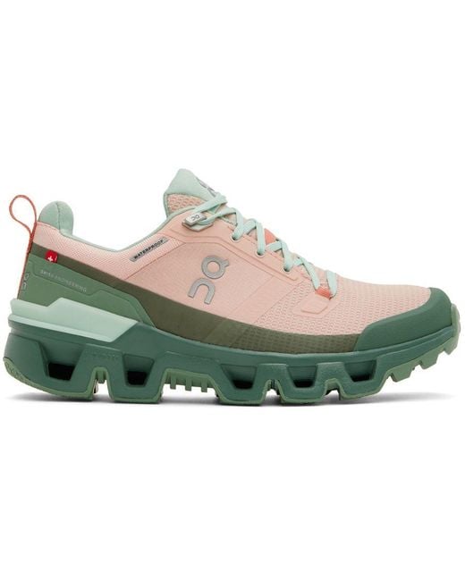 On Black Pink & Green Cloudwander Sneakers