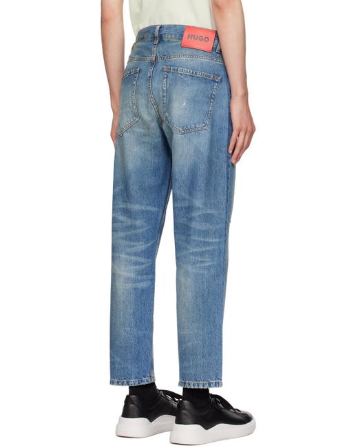 HUGO Blue Distressed Jeans for men