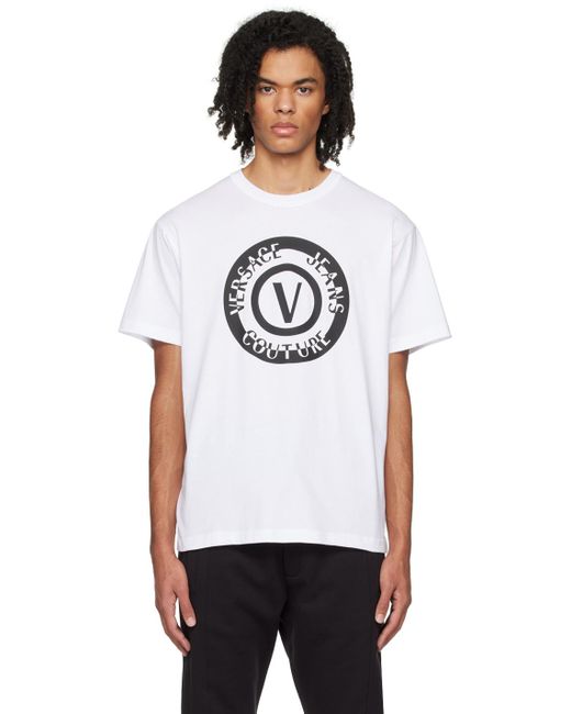 メンズ Versace ホワイト レターvエンブレム Tシャツ White