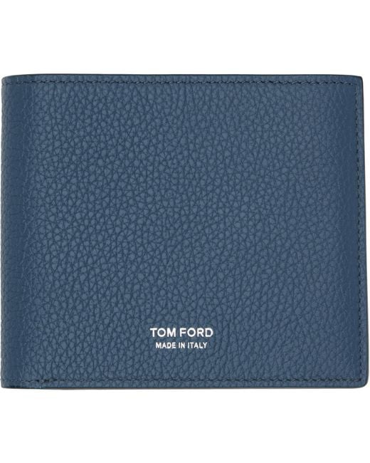 Tom Ford Blue Grain Leather Classic Bifold Wallet for men