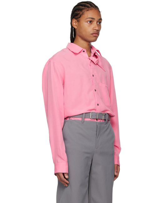 Y. Project Pink Double Collar Shirt for men