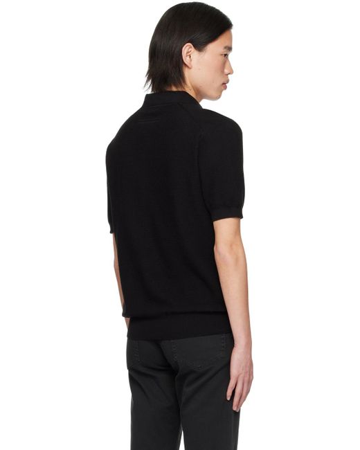 Polo noir à garnitures en tricot côtelé Zegna pour homme en coloris Black