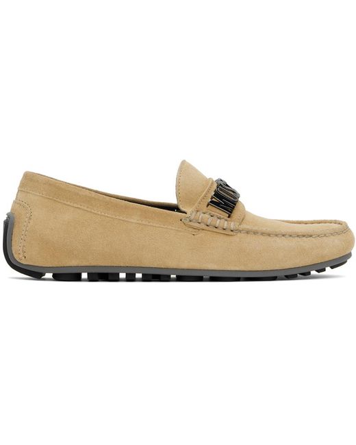 Moschino Black Beige Driver Loafers for men