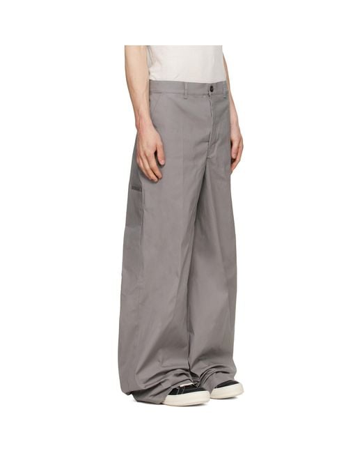 Rick Owens Gray Tower Work Trousers for men