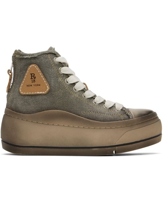 R13 Black Khaki Kurt High Top Sneakers