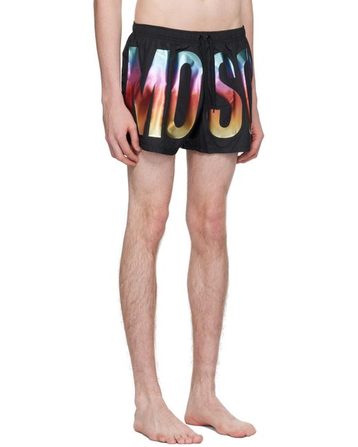 Moschino Black Printed Swim Shorts for men