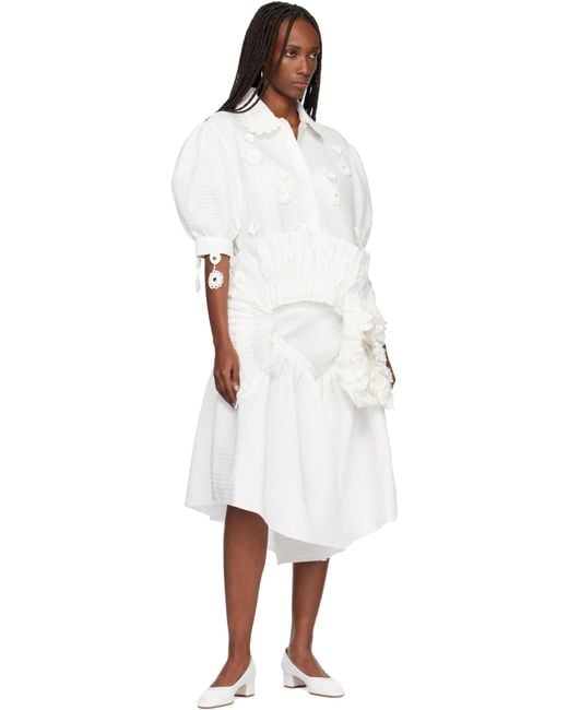 Róisín Pierce White Ruffle & Pintuck Shorts·