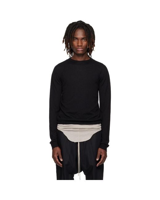 Rick Owens Black Temple Rasato Knit Cropped Biker Sweater for men