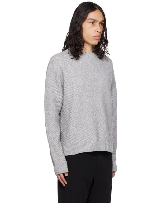 Wooyoungmi Gray Diagonal Sweater for men