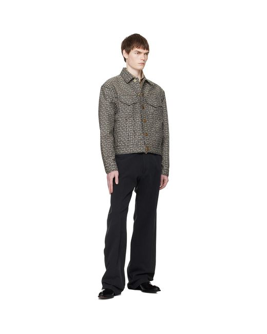 Balmain Black Monogram Jacquard Jacket for men