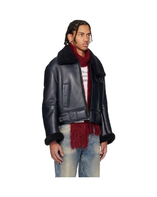 Acne Black Lambskin Shearling Jacket for men