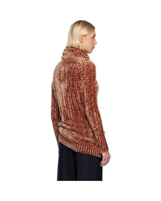 Dries Van Noten Red Long Viscose Turtleneck