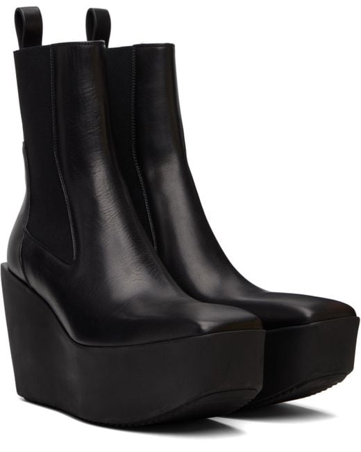 Rick Owens Black Concordians Sliver Platform Beatle Chelsea Boots for men
