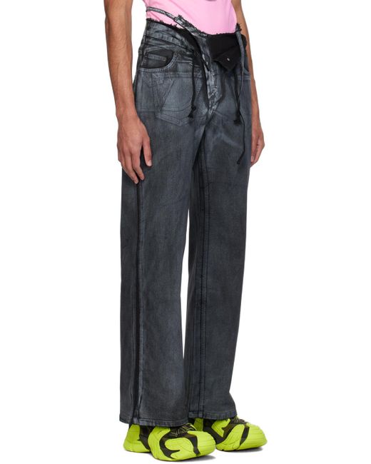 OTTOLINGER Black Double Fold Jeans for men