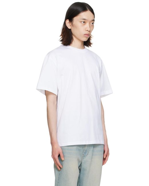メンズ Wooyoungmi ホワイト エンボスロゴ Tシャツ White
