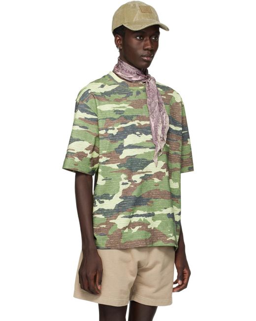Acne Green Camouflage T-shirt for men