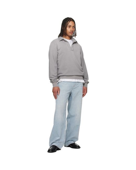 Les Tien Gray French Terry Banded Polo for men