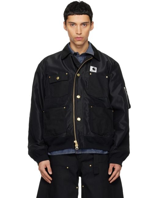 Sacai Black Carhartt Wip Edition Nylon Twill & Duck Jacket for men