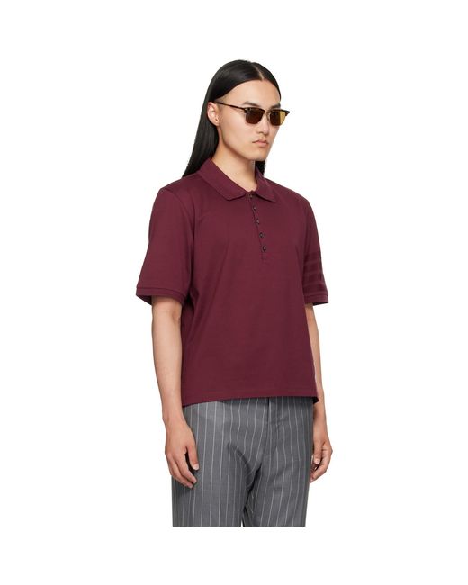 Thom Browne Red 4-Bar Jersey Polo Shirt for men