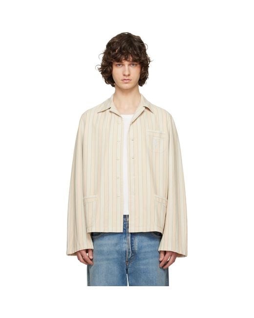 Maison Margiela Natural Cotton Striped Shirt for men