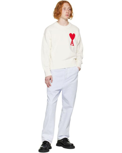 AMI White Ami De Cœur Sweater for men