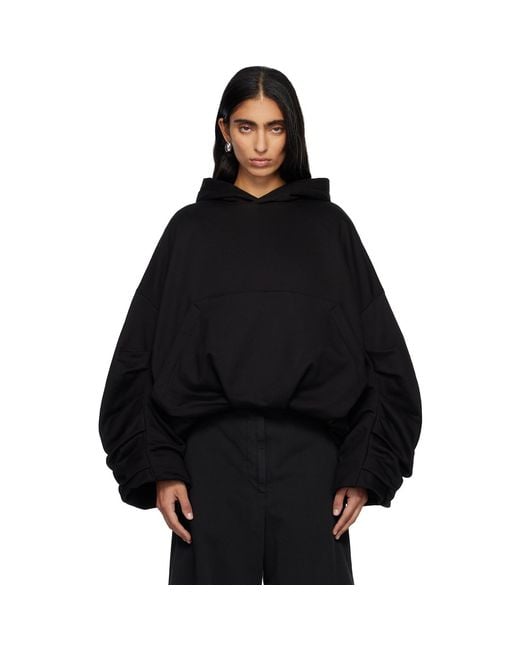Dries Van Noten Black Draped Hoodie