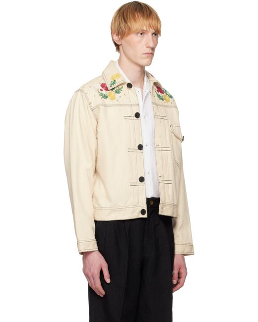 HARAGO Natural Beadwork Cropped Jacket for men