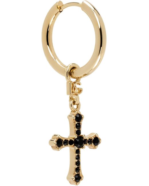 Dolce & Gabbana Dolce&gabbana Gold & Black Cross Single Earring for men