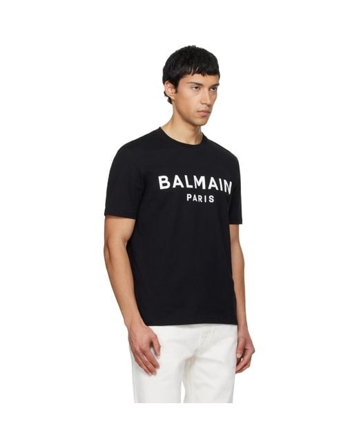 Balmain Black Paris' Print T-Shirt for men