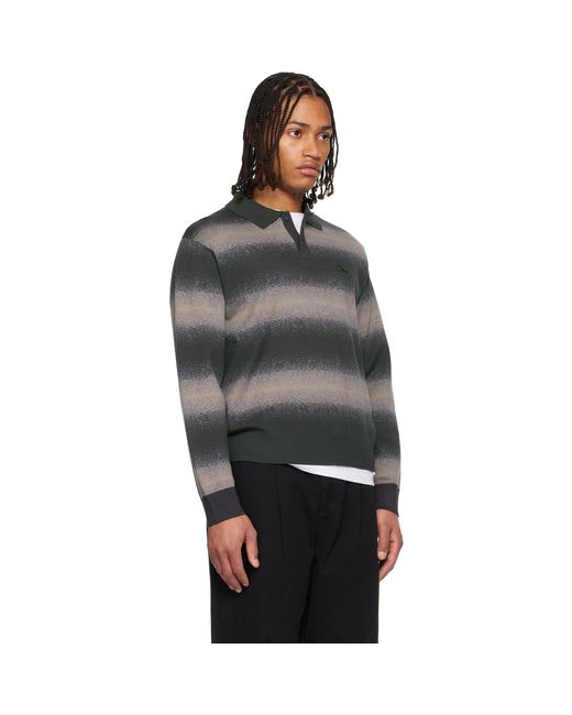 Dime Black Striped Rugby Sweater for men