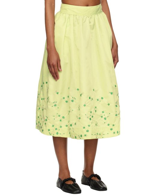 Ganni Yellow Ssense Exclusive Green Midi Skirt
