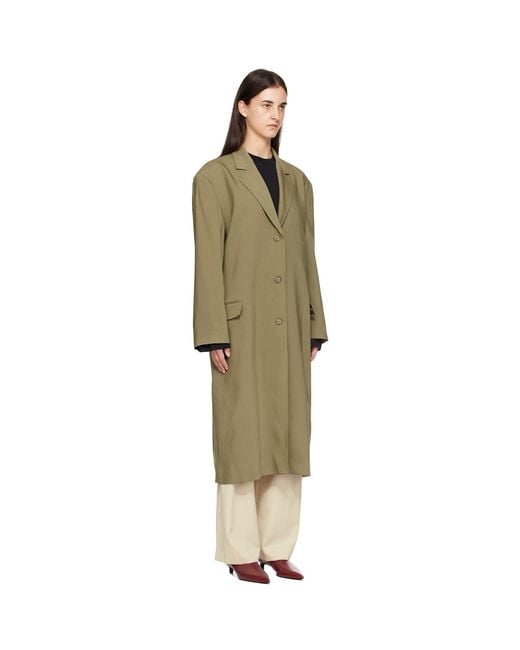 Frankie Shop Black Khaki Tribeca Long Coat
