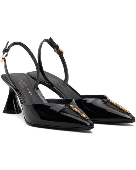Stella McCartney Black Elsa Patent Slingback Heels
