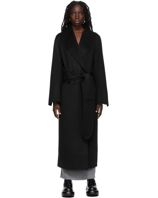 Totême Wool Robe Coat in Black | Lyst