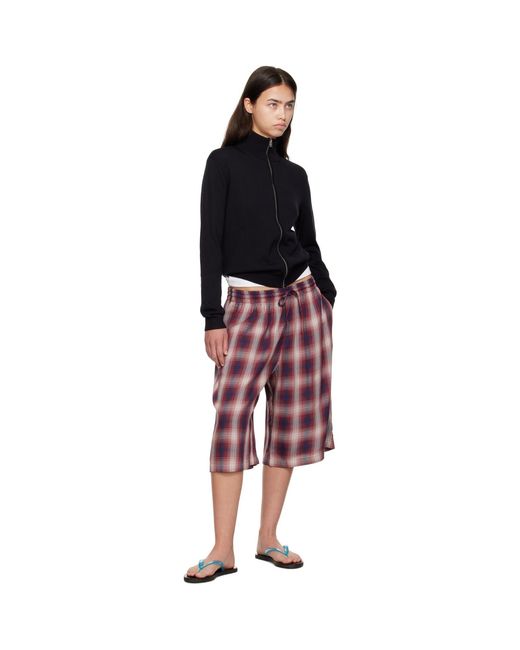 Acne Red Check Shorts