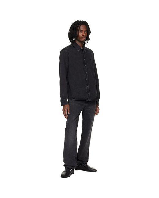 AMI Black Cotton Ami De Coeur Denim Shirt for men