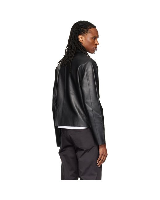 HELIOT EMIL Black Tremor Leather Jacket for men