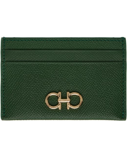 Ferragamo グリーン Gancini クレジットカードケース Green