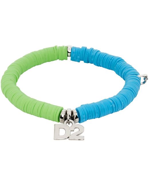 DSquared² Green & Blue D2 Charm Bracelet for men