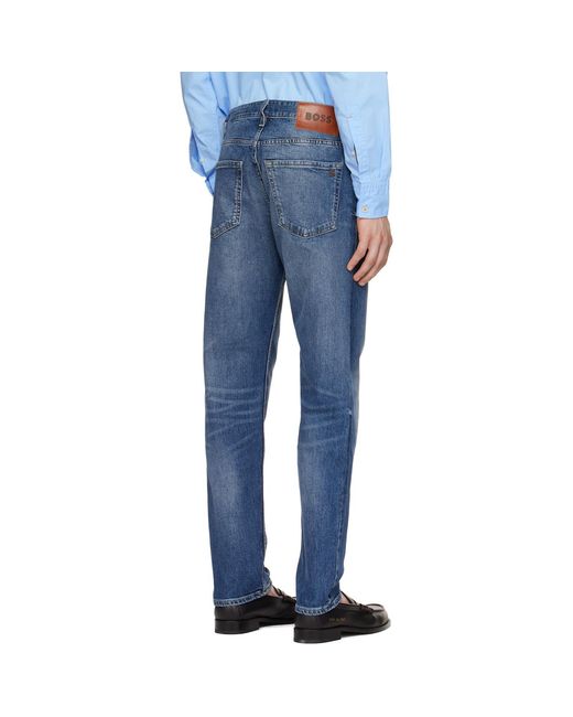 Boss Blue Maine Regular-Fit Selvedge Denim Jeans for men