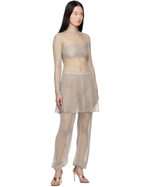 Alaïa Natural Mesh Knit Balloon Trousers