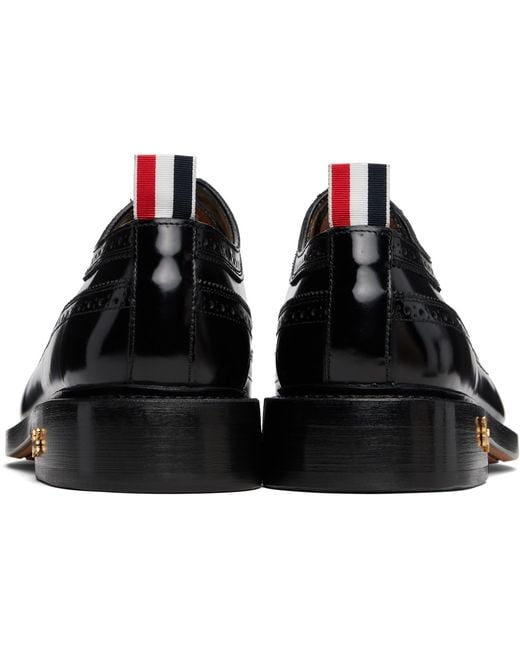 Thom Browne Black Spazzolato Leather Longwing Brogues for men