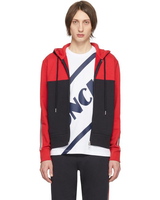 Moncler Red \u0026 Black Maglia Cardigan Hoodie