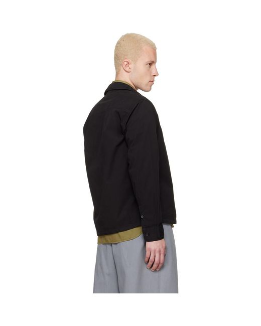 C P Company Black Organic Gabardine Zipped Lens Overshirt for men