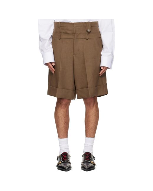 Egonlab Natural Double Waist Wool Shorts for men